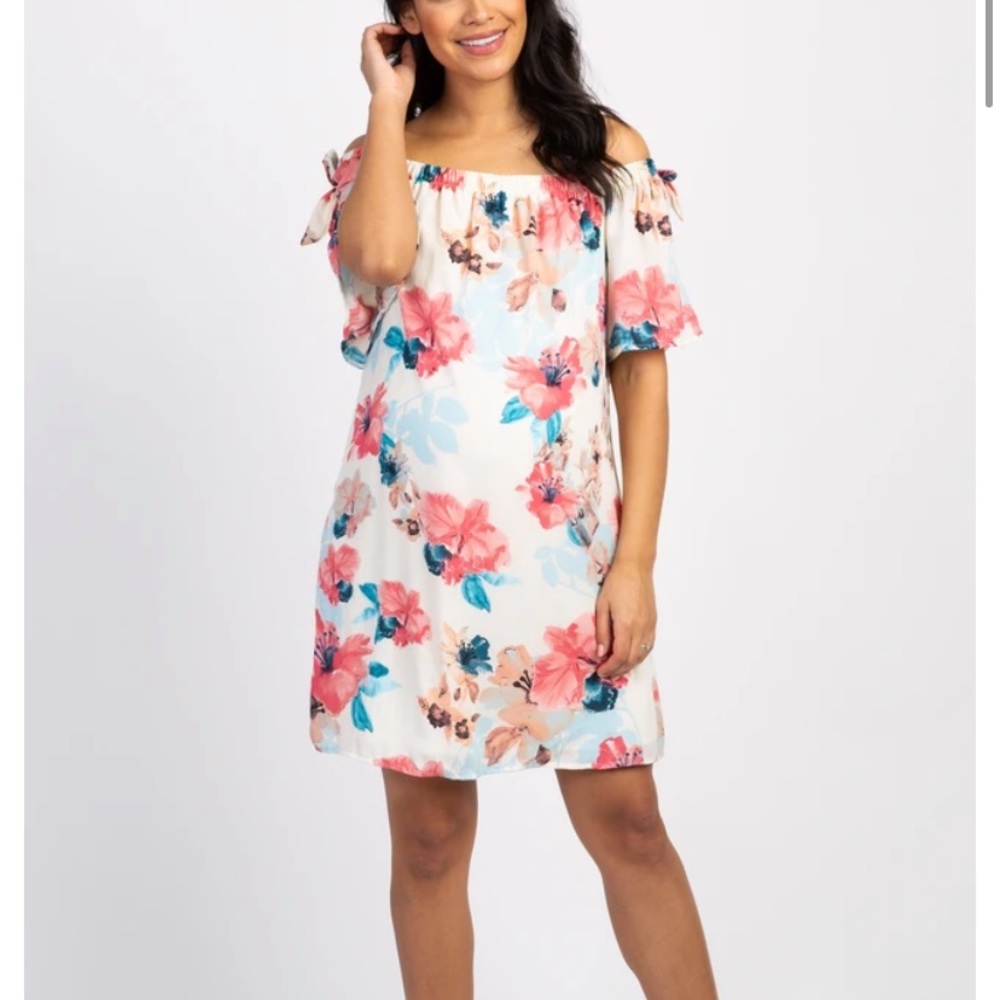 PinkBlush Maternity Floral Off-the-shoulder Dress